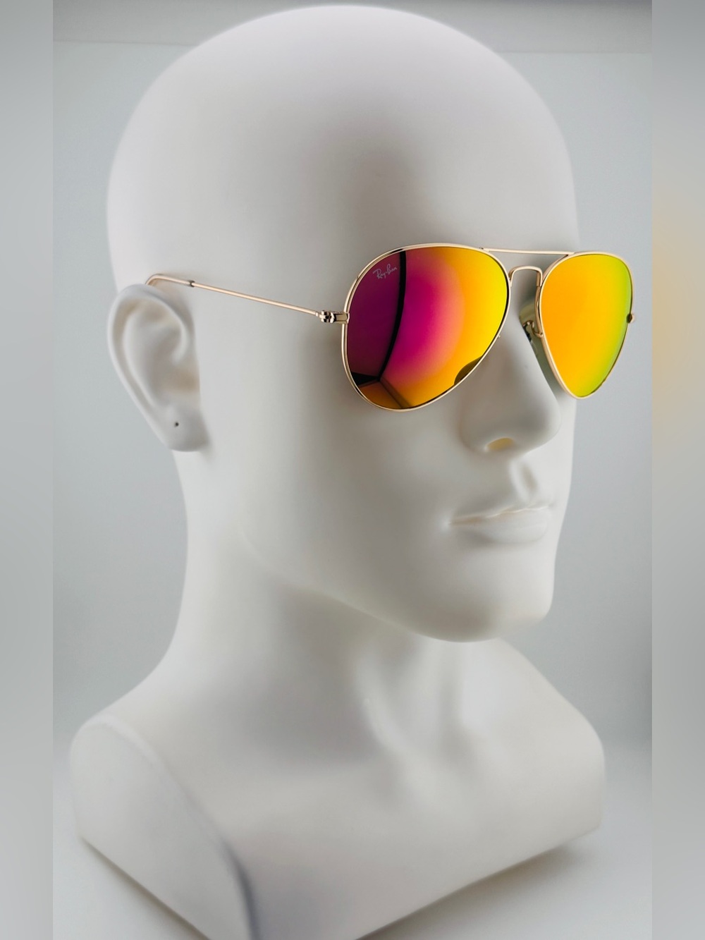 Ray-Ban Aviator Sunglasses Gold Metal Frame Pink/Orange Mirrored Glass Lenses